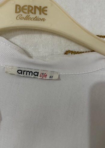 Uzun Kollu Beyaz Keten Kadın Gömlek - Görsel 5