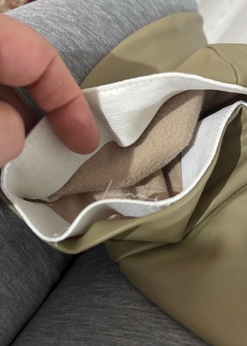 Deri Bej Kadın Pantolon, Fermuarlı, Midi Boy - Görsel 7