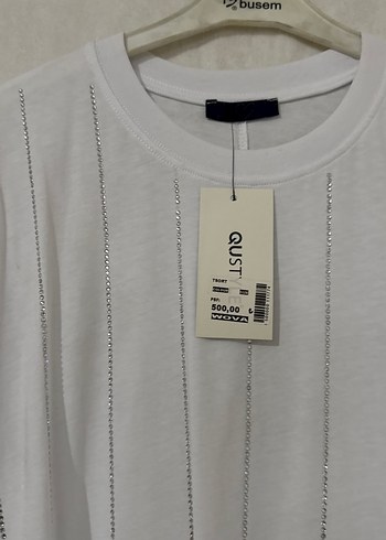 Beyaz taşlı Kadın Tişört - Görsel 2