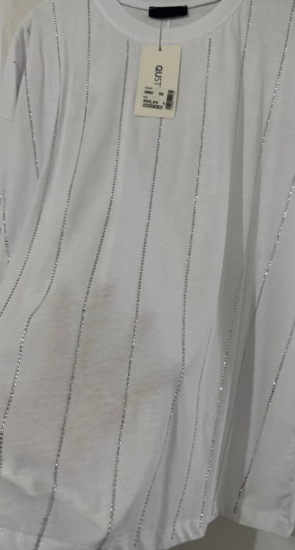 Beyaz taşlı Kadın Tişört - Görsel 3