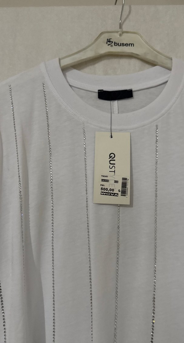 Beyaz taşlı Kadın Tişört - Görsel 2