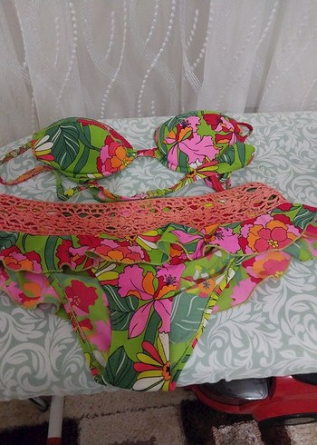 Renkli Dantelli Bohem Kadın Bikini - Görsel 6
