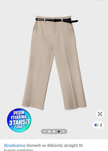 Stradivarius Stradivarius Kemerli Dökümlü Bej Kumaş Pantolon