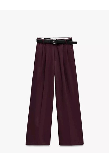 34 Beden Zara bordo kemerli pantolon