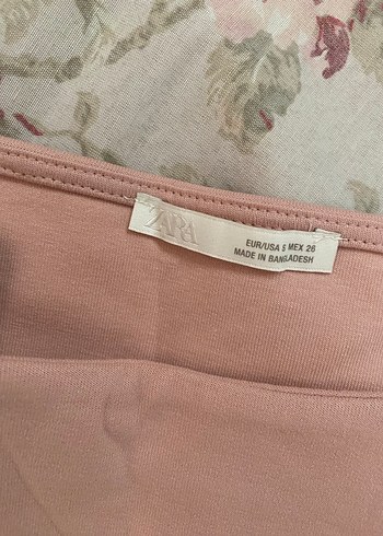 s Beden Zara Pembe Kemerli Kolsuz Midi Elbise