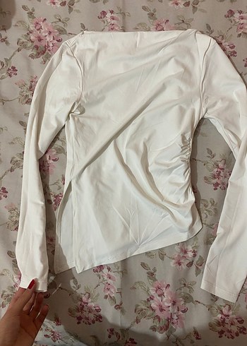 xs Beden beyaz Renk Stradivarius beyaz beli büzgülü tişört