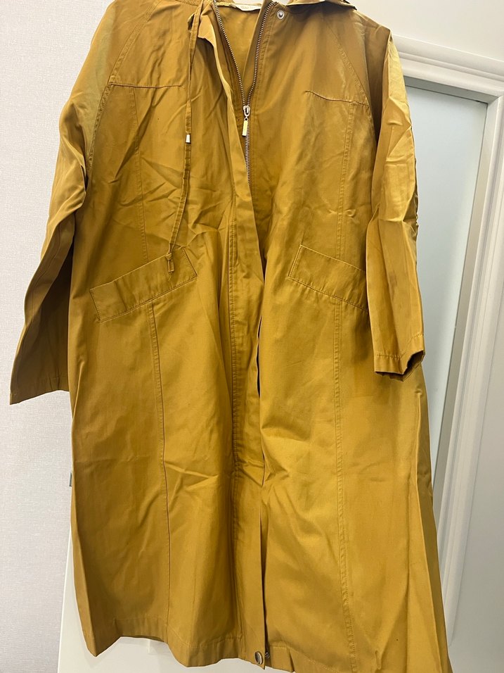 Sarı Uzun Loose Fit Kadın Yağmurluk - Görsel 5