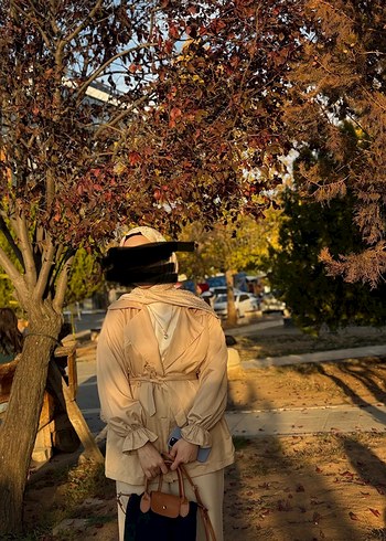 Camel Renkli Midi Boy Kadın Trençkot - Görsel 2