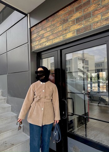 Kemerli Camel Süet Midi Kadın Kaban - Görsel 3