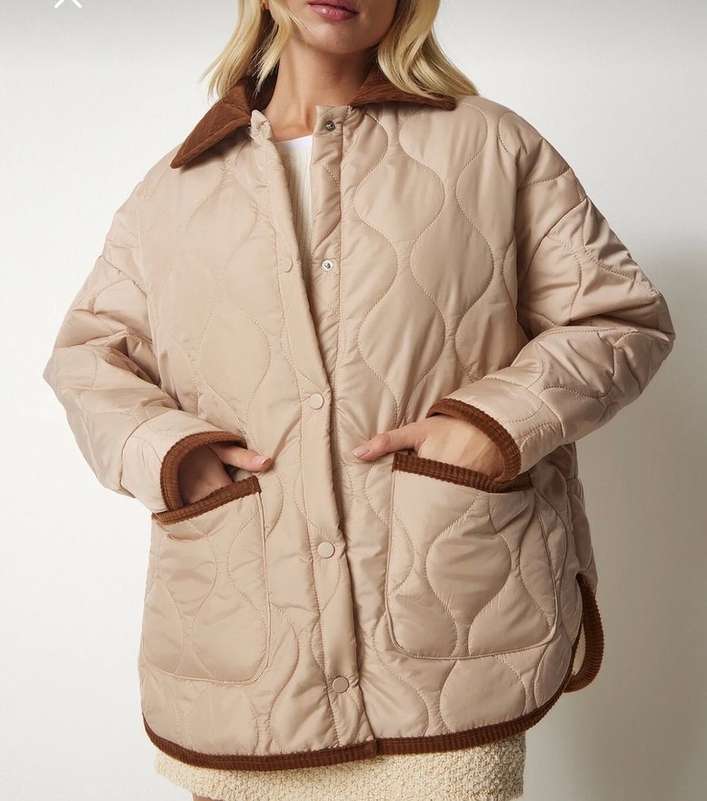 Bej Kürklü Midi Kadın Ceket - Görsel 3