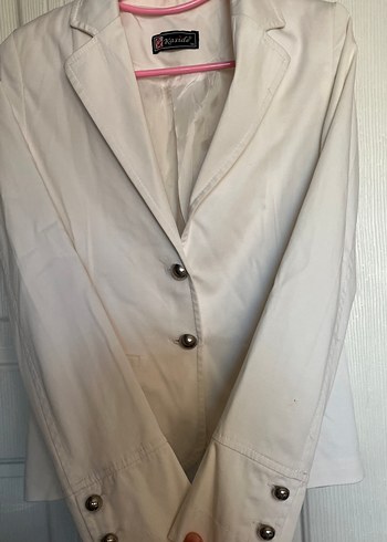 36 Beden Düğmeli Beyaz Kadın Blazer Ceket