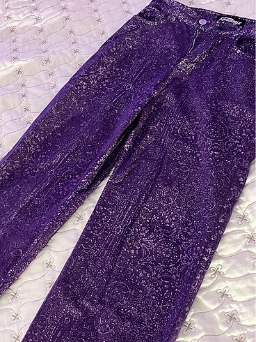 Mor / silver baskılı pantolon