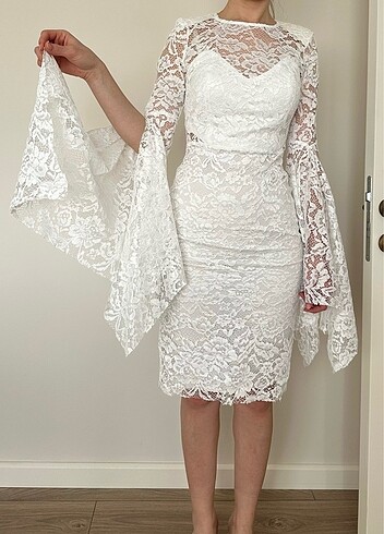 Trendyol & Milla Dantelli beyaz elbise