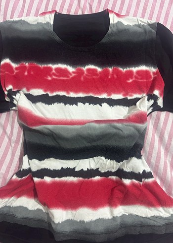 Renkli Batik Desenli bluz t şort - Görsel 2