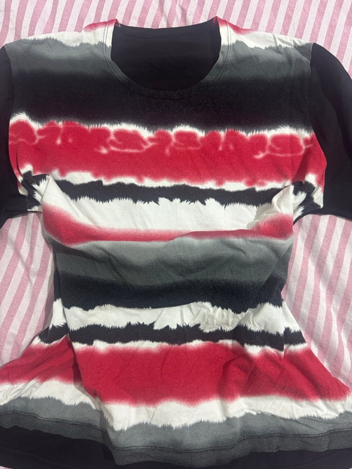 Renkli Batik Desenli bluz t şort - Görsel 2