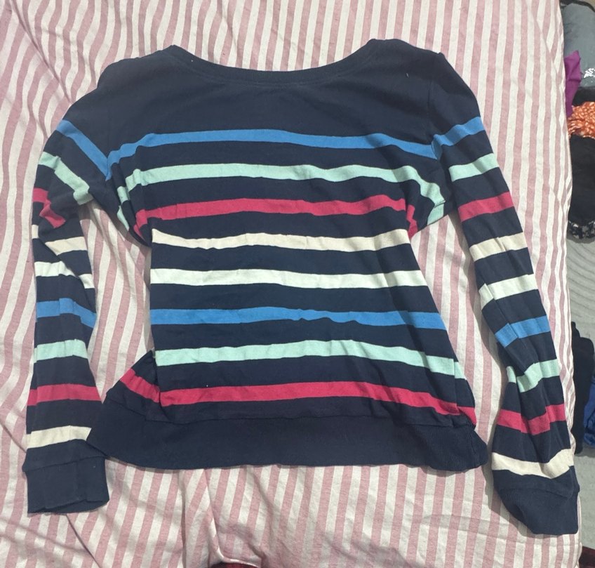 Çizgili, Fermuarlı, Uzun Kollu body bluz - Görsel 2