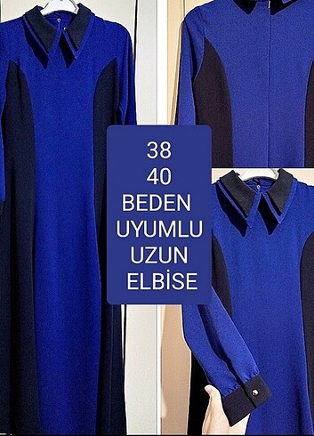 İKİ RENKLİ UZUN ELBİSE 38/40 BEDEN UYUMLU 