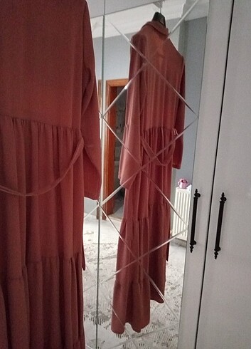 46 Beden camel Renk Elbise
