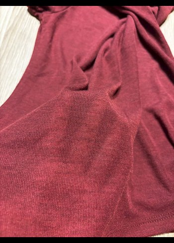 Bordo Kısa Kollu Kadın Tişört - Görsel 3