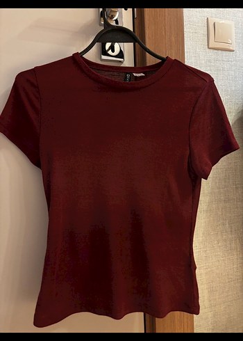 Bordo Kısa Kollu Kadın Tişört - Görsel 4