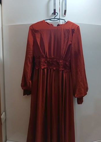 38 Beden bordo Renk Bordo İşlemeli Uzun Bohem Kadın Elbise