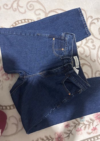 xs Beden Düğmeli Mavi Midi Denim Kadın Jean