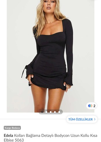 Uzun Kollu Mini Elbise - Görsel 2