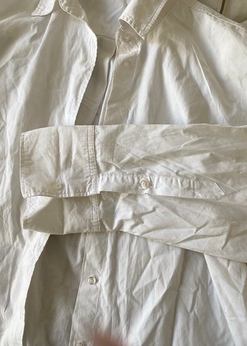 Pull & bear oversize Beyaz Keten  Gömlek - Görsel 2