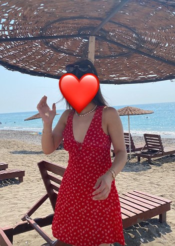 Bershka kırmızı sırt dekolteli elbise - Görsel 2