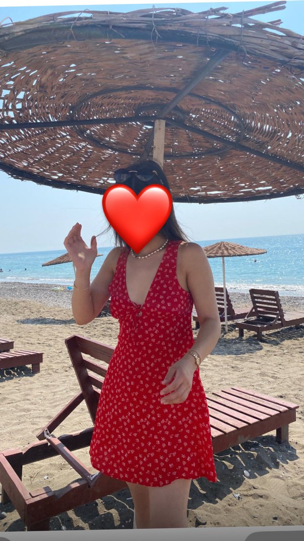 Bershka kırmızı sırt dekolteli elbise - Görsel 2