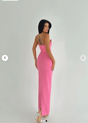 Pembe Straplez Uzun Elbise - Görsel 2