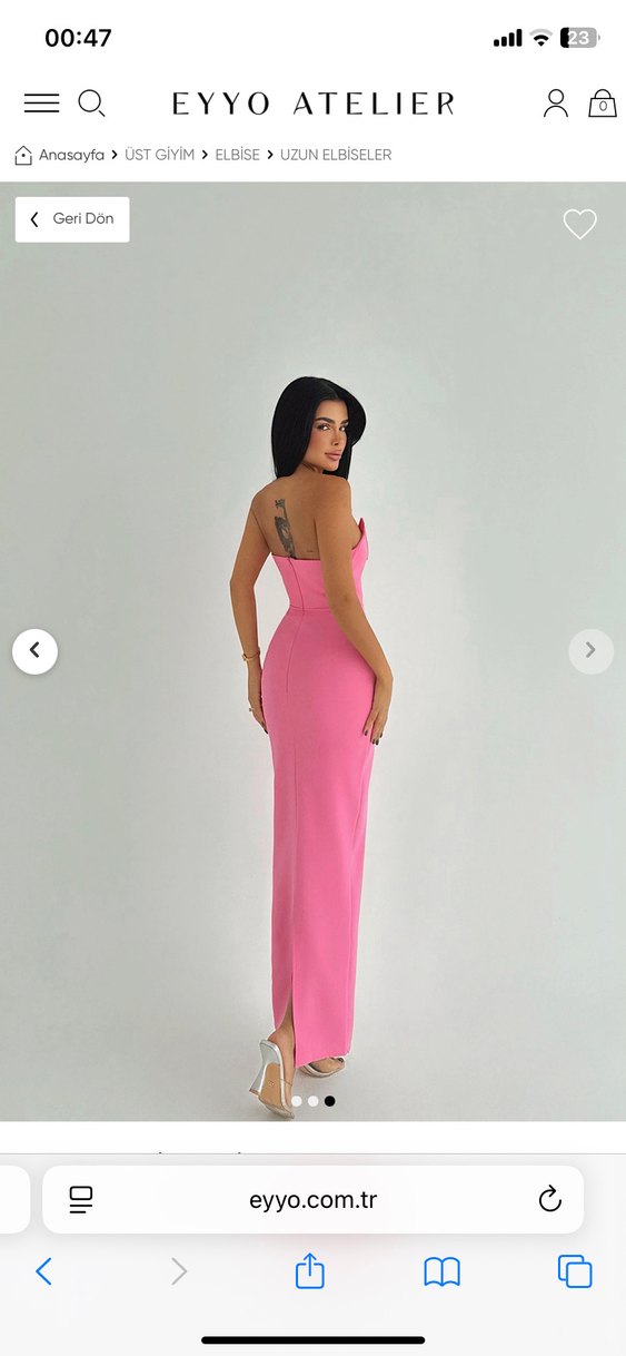 Pembe Straplez Uzun Elbise - Görsel 2