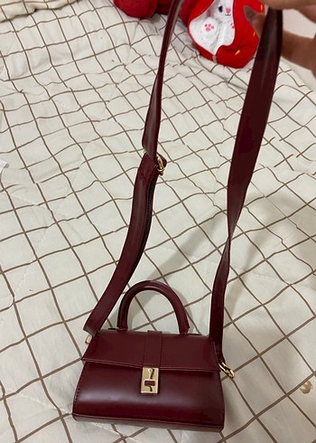 Bordo Deri Tokalı Kadın Çanta - Görsel 2