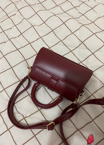 Bordo Deri Tokalı Kadın Çanta - Görsel 3
