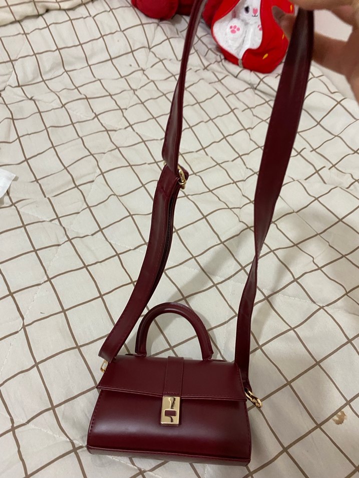 Bordo Deri Tokalı Kadın Çanta - Görsel 2