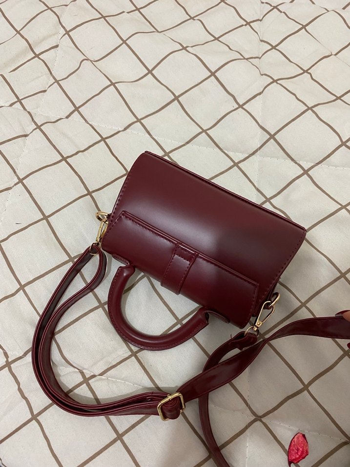 Bordo Deri Tokalı Kadın Çanta - Görsel 3