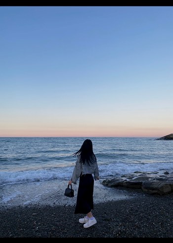 Düğmeli Mavi Kadın Kot Ceket - Görsel 4