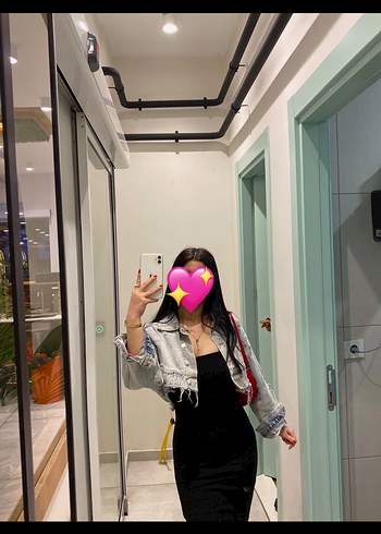 Düğmeli Mavi Kadın Kot Ceket - Görsel 3