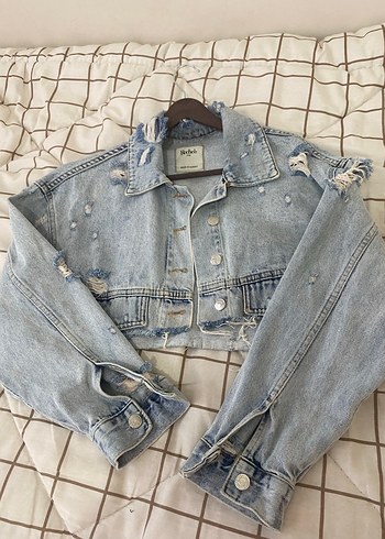 Düğmeli Mavi Kadın Kot Ceket - Görsel 2