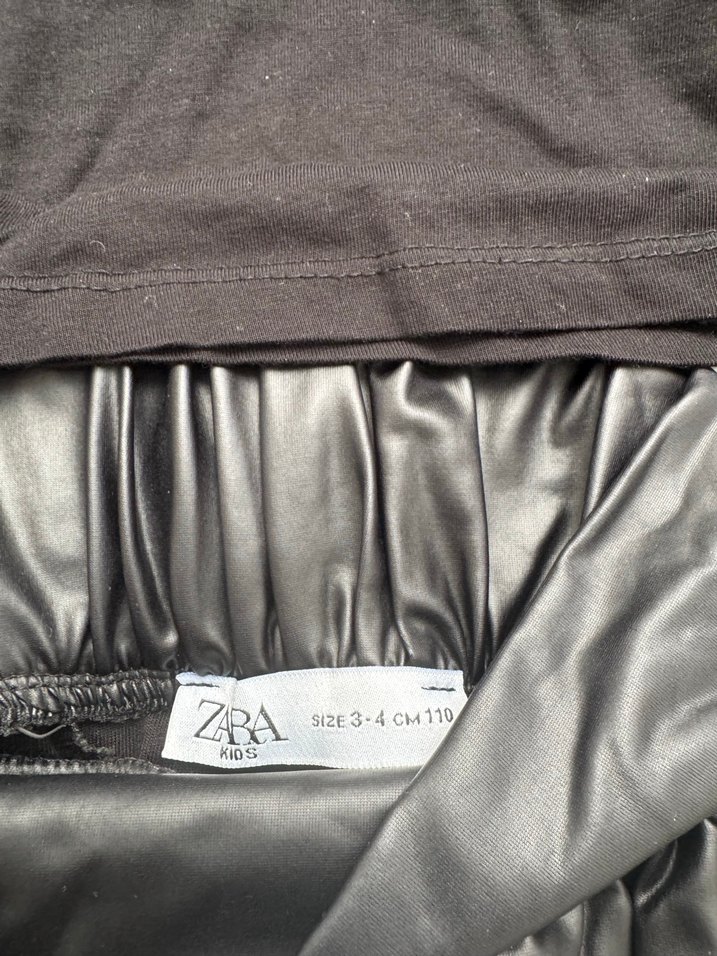 Zara Siyah Deri Goth Etek ve Zara bluz - Görsel 5