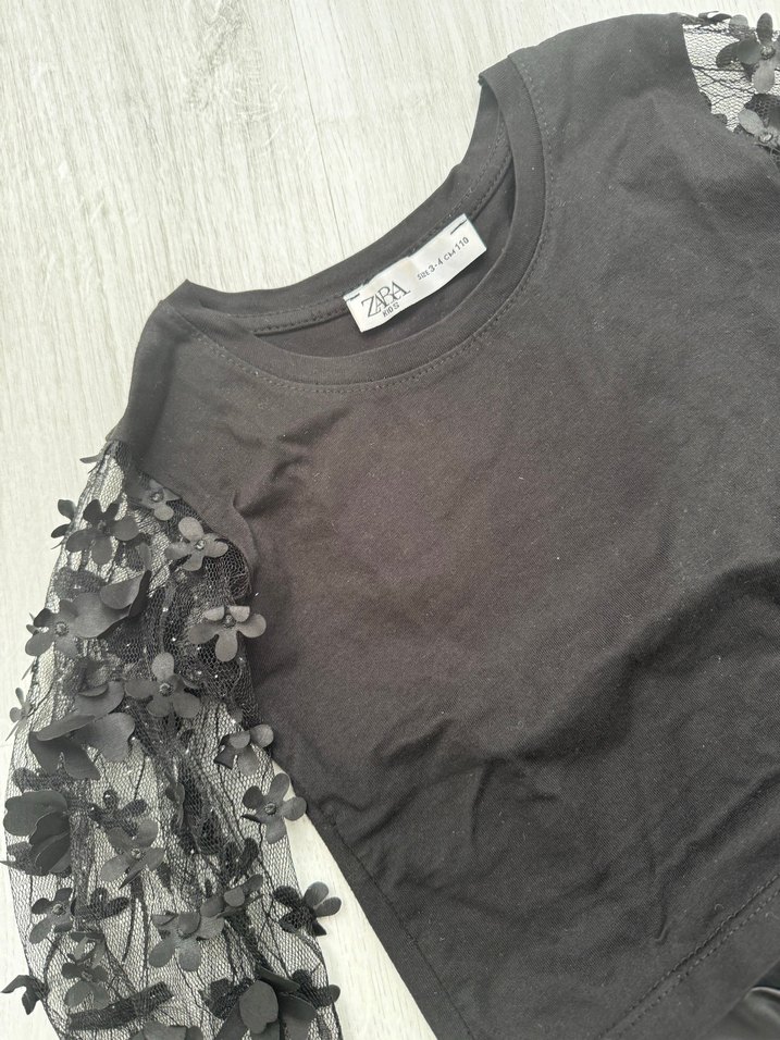 Zara Siyah Deri Goth Etek ve Zara bluz - Görsel 4