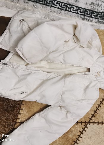 Beyaz Düz Pamuklu mont kadın - Görsel 2