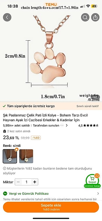 Diğer Pati Şeklinde Kolye