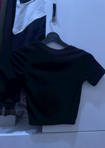 Zara Siyah Kısa Kollu Crop Tshirt - Görsel 3