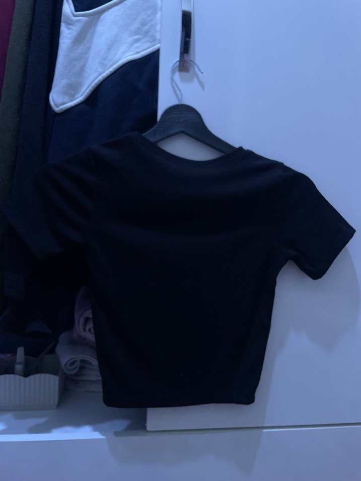 Zara Siyah Kısa Kollu Crop Tshirt - Görsel 3