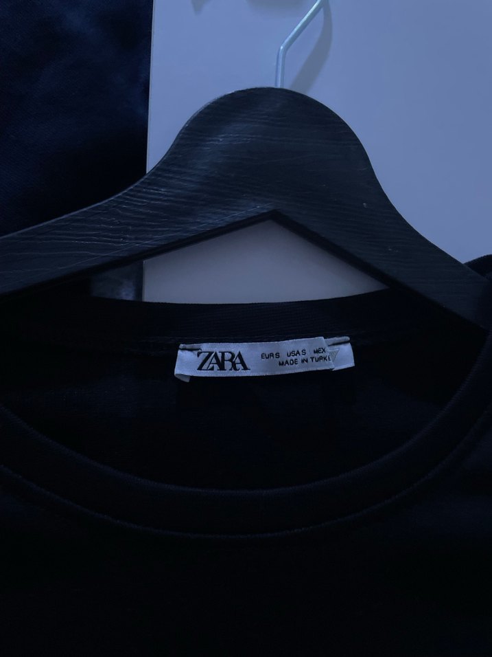 Zara Siyah Kısa Kollu Crop Tshirt - Görsel 2