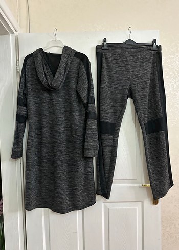 Kadın Uzun Gri Eşofman Takımı Fermuarlı - Görsel 7