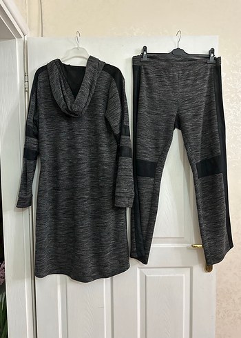 Kadın Uzun Gri Eşofman Takımı Fermuarlı - Görsel 3