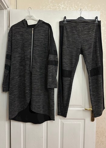 Kadın Uzun Gri Eşofman Takımı Fermuarlı - Görsel 5