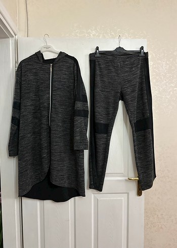 Kadın Uzun Gri Eşofman Takımı Fermuarlı - Görsel 6